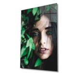 Miyrem Boncuk Gözlü Yeşillikler İçinde Kadın Cam Tablo 36x23- myrm8378