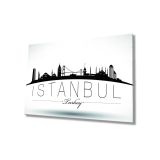 Miyrem İstanbul Turkey Yazılı Siyah Beyaz Cam Tablo 110X70- myrm876
