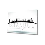 Miyrem İstanbul Turkey Yazılı Siyah Beyaz Cam Tablo 36x23- myrm874