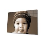 Miyrem Kahverengi Şapkalı Bebek Cam Tablo 110X70- myrm7460