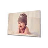 Miyrem Kahverengi Şapkalı Bebek Cam Tablo 72X46- myrm7451