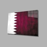 Miyrem Katar Bayrağı Cam Tablo Qatar Flag 36x23- myrm12358