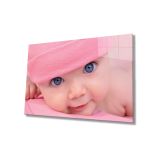Miyrem Pembe Şapkalı Bebek Cam Tablo 72X46- myrm7399