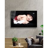 Miyrem Şapkalı Bebek Cam TabloBaby Table With Hat 36x23- myrm7614
