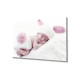 Miyrem Şapkalı Uyuyan Bebek Cam Tablo 110X70- myrm7444