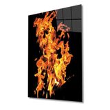Miyrem Sarı Siyah Kızıl Ateş Cam Tablo 36x23- myrm578