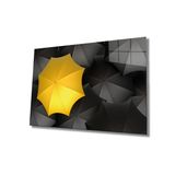 Miyrem Sarı Siyah Şemsiye İllüstrasyon Cam Tablo110X70- myrm5184