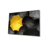Miyrem Sarı Siyah Şemsiye İllüstrasyon Cam Tablo36x23- myrm5182