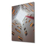 Miyrem Turuncu Işıklı Kare Pencereli Geometrik Bina Tablo 110X70- myrm324