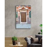 Miyrem Üçgen Çatılı Kahverengi Ahşap Kapı Dikey Cam Tablo 110X70- myrm18228