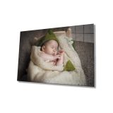 Miyrem Yeşil Şapkalı Uyuyan Bebek Cam Tablo 110X70- myrm7340