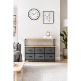 miyuhome 2 Raflı 6 Çekmeceli Konsol Kitaplık Deri Çekmeceli Çocuk Odası Organizer gri