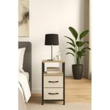 miyuhome 2 Raflı Komodin Deri Çekmeceli Düzenleyici Yatak Odası Organizer Metal Komodin krem