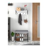 miyuhome 2'li Set Oturaklı Metal Ayakkabılık + Portmanto Duvara Monte Elbise askısı Beyaz