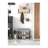 Miyuhome 2'Li Set Oturaklı Metal Ayakkabılık + Portmanto Duvara Monte Elbise Askısı