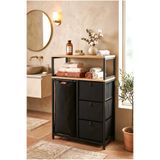 miyuhome 3 Çekmeceli Metal Kızaklı Çamaşır Sepeti 40 LT Kirli Sepeti 2 Raflı Banyo Dolabı Kirli Sepeti Banyo Rafı