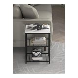 miyuhome 3 Raflı Metal Yan Sehpa Koltuk Sehpası Zigon Sehpa Metal Raflı Koltuk Sehpa Çay Kahve Köşesi Beyaz 30 x 45