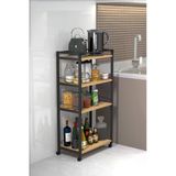 Miyuhome 4 Raflı Metal Düzenleyici Tekerlekli Kiler Tekerlekli Banyo Rafı Metal Organizer Çok Amaçlı Raf