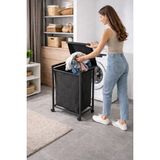 miyuhome 75 Litre Kapaklı Çamaşır Sepeti Kirli Sepeti Frenli Tekerlekli Metal Çamaşır Sepeti Çok Amaçlı Sepet