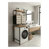 miyuhome Çamaşır Makinesi Dolabı Deri Çekmeceli Raflı Çamaşır Makinesi Düzenleyici Banyo Rafı Banyo Organizer krem 68 x 94