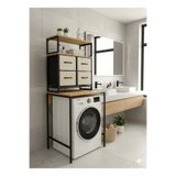 miyuhome Çamaşır Makinesi Dolabı Deri Çekmeceli Raflı Çamaşır Makinesi Düzenleyici Banyo Rafı Banyo Organizer