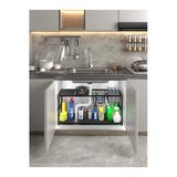 Miyuhome Genişletilebilir Raf Ayarlanabilir Düzenleyici 2 Metal Sepetli Mutfak Düzenleyici Banyo Düzenleyici