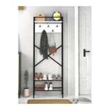 miyuhome Metal Portmanto Raflı Elbise Askılığı Vestiyer Ayakkabılık Modern 3 Raflı Askılı Portmanto Beyaz