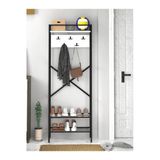 Miyuhome Metal Portmanto Raflı Elbise Askılığı Vestiyer Ayakkabılık Modern 3 Raflı Askılı Portmanto
