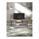 miyuhome Metal Tv Sehpası Raflı Tv Ünitesi Televizyon Sehpası Safir Meşe 120 cm Televizyon Sehpası Safir meşe