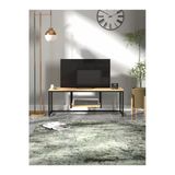 Miyuhome Metal Tv Sehpası Raflı Tv Ünitesi Televizyon Sehpası Safir Meşe 120 Cm Televizyon Sehpası
