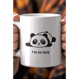 Mizahi Yazılı Sevimli Panda Desenli 330ML Baskılı Beyaz Seramik Kupa Bardak - 001 - Beyaz - 330 ml