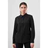 Mizalle Basic Siyah Şifon Gömlek