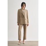 Mizalle Bej Rengi Ince Çizgili Anvelop Blazer Ceket - XS