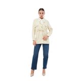 Mizalle Beli Bağcıklı Ekru Safari Ceket