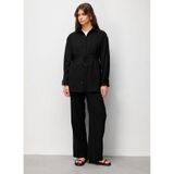 Mizalle Beli Büzgülü Modal Dokulu Tunik, S, M2MZ1030210247, Siyah, Kadın
