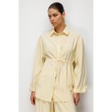 Mizalle Beli Büzgülü Modal Dokulu Tunik, XL, M2MZ1030210247, Sarı, Kadın
