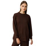 Mizalle Çıtçıtlı Yumuşak Dokulu Kahverengi Spor Tunik