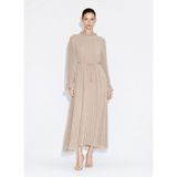 Mizalle Full Piliseli Maksi Elbise, M, M2MZ1030120384, Taş, Kadın