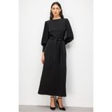 Mizalle Geniş Kol Manşetli Maksi Kloş Elbise, M, M2MZ1030120383, Siyah, Kadın