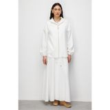 Mizalle Kapüşonlu Bomber Ceket, L, M2MZ1020100118, Beyaz, Kadın