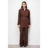 Mizalle Kemer Detaylı Tunik, XL, M2MZ1030210246, Kahverengi, Kadın