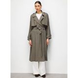 Mizalle Oversize Tencel Trençkot, XL, Oversize Tencel Trençkot, Haki, Kadın