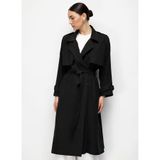 Mizalle Oversize Tencel Trençkot, XL, Oversize Tencel Trençkot, Siyah, Kadın