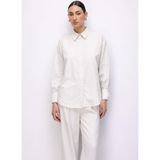 Mizalle Pamuklu Oversize Gömlek, S, M2MZ1030130093, Beyaz, Kadın