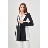 Mizalle Renk Bloklu Siyah/beyaz Blazer Ceket