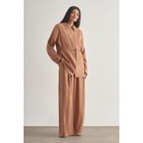 Mizalle Taba Modal Karışımlı Fermuarlı Camel Tunik