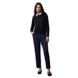 Mizalle Tek Pile Basic Beli Lastikli Günlük Lacivert Kumaş Pantolon