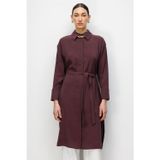 Mizalle Tencel Karışımlı Uzun Mürdüm Rengi Tunik