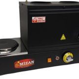 Mizan Çift Demlik 20 Lt. Pleytli Çay Kazanı - Elektrikli Siyah Kahveci Ocağı