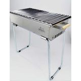 Mizan Marina Grill Kömürlü Mangal L 60 cm Dayanıklı Krom Gövde ve Portatif Kısa Ayaklı Tasarım